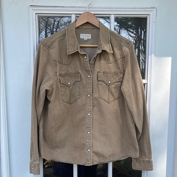 Tecovas Tan Denim Shirt with Snaps - XL - Picture 2 of 8